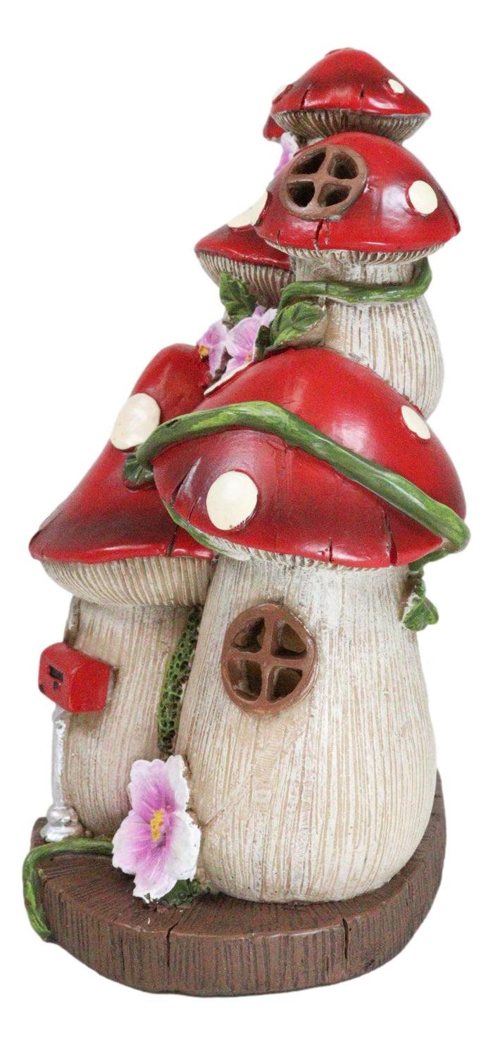 Ebros Gift LED Light Up Enchanted Fairy Garden Toadstool Mushrooms Cottage House Figurine