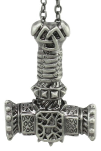 Ebros Gift Legend Of Asgard Norse Mythology Mjolnir Thor Hammer Pendant Pewter Necklace