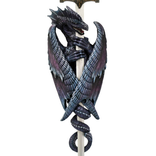 Ebros Gift Legend Of The Swords Large Twilight Night Dragon Wall Plaque Sword Blade Holder