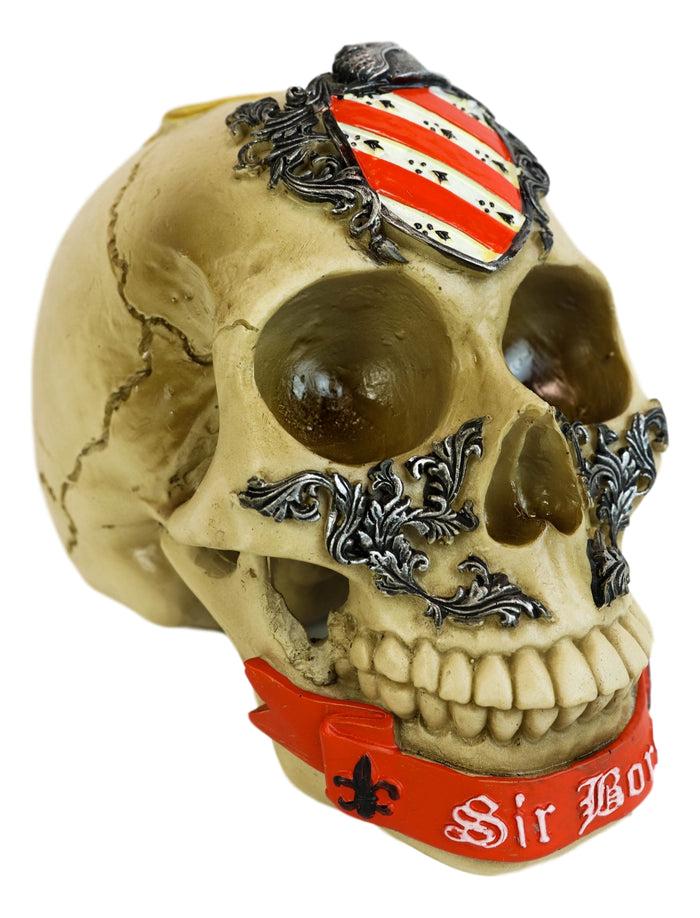 Ebros Gift Legendary King Arthur Roundtable Knights Sir Bors Golden Holy Grail Skull Statue
