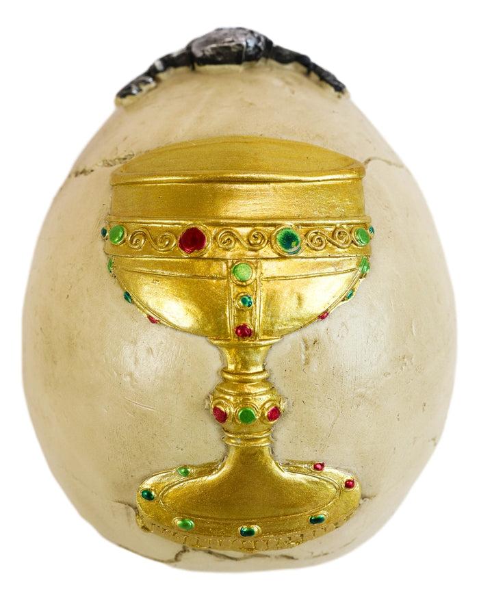 Ebros Gift Legendary King Arthur Roundtable Knights Sir Bors Golden Holy Grail Skull Statue