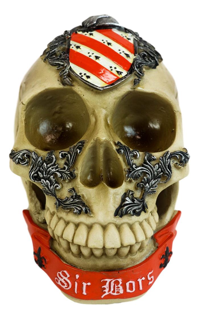 Ebros Gift Legendary King Arthur Roundtable Knights Sir Bors Golden Holy Grail Skull Statue