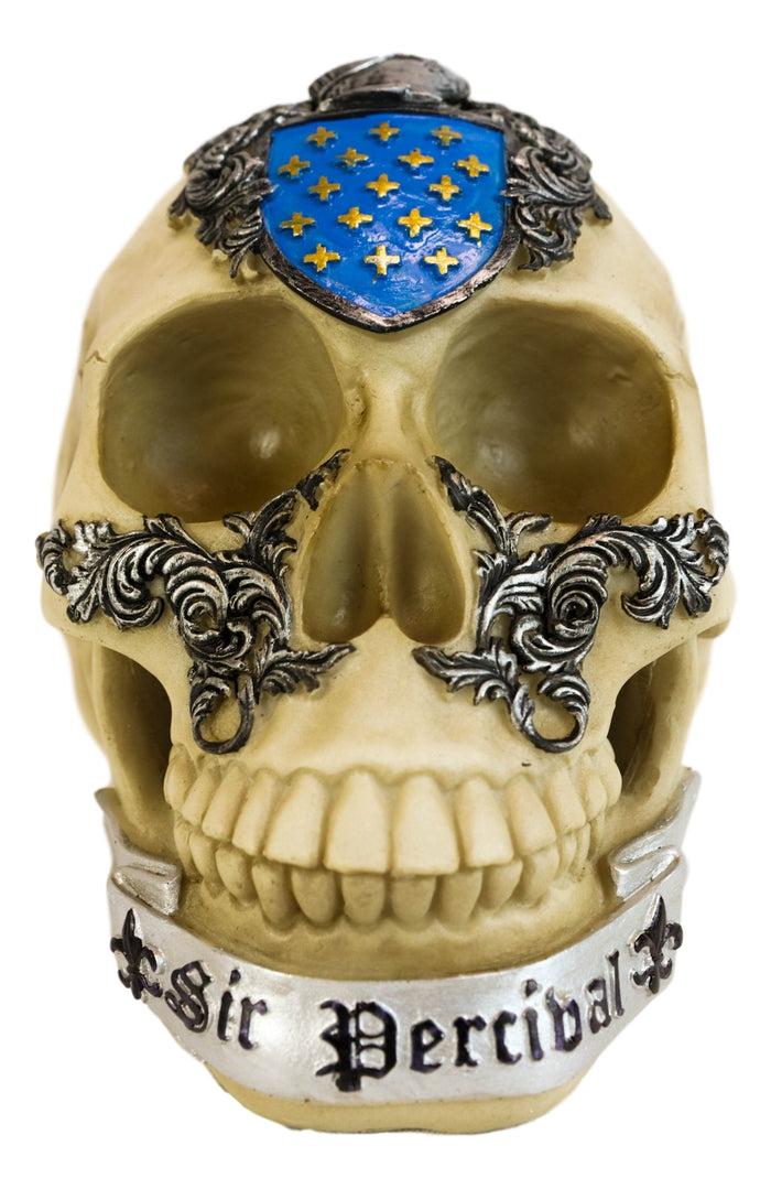 Ebros Gift Legendary King Arthur Roundtable Knights Sir Percival Holy Grail Skull Statue