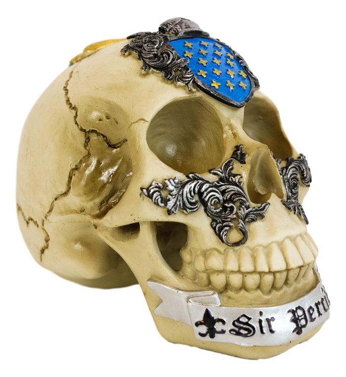 Ebros Gift Legendary King Arthur Roundtable Knights Sir Percival Holy Grail Skull Statue