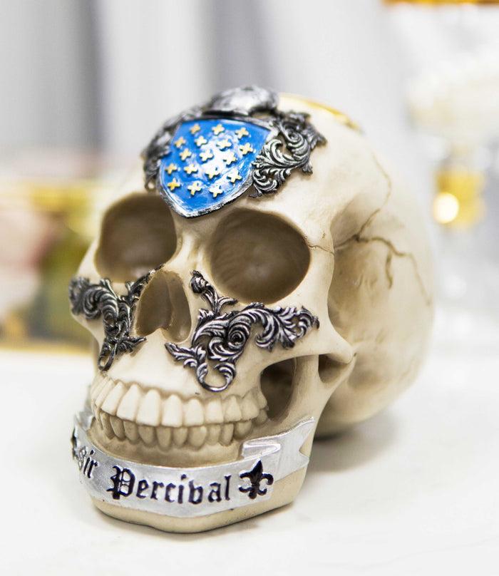 ebros gift Legendary King Arthur Roundtable Knights Sir Percival Holy Grail Skull Statue