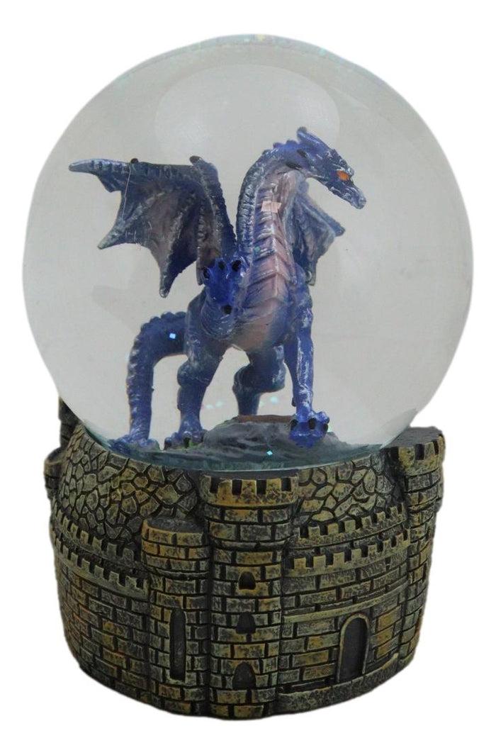 Ebros Gift Legends Fantasy Blue Midnight Dragon Water Globe With Glitters Figurine 100mm
