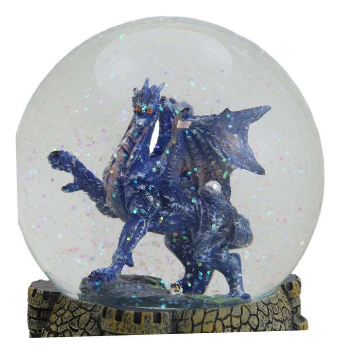 Ebros Gift Legends Fantasy Blue Midnight Dragon Water Globe With Glitters Figurine 100mm