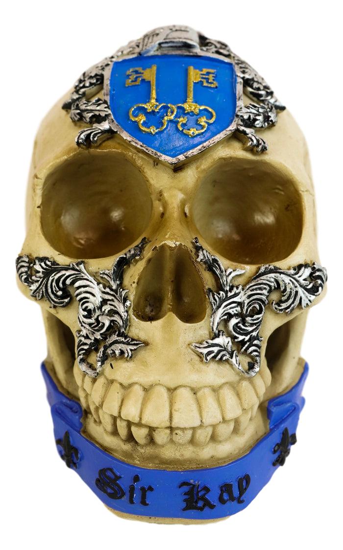 Ebros Gift Legends King Arthur Roundtable Knights Sir Kay With Golden Crown Skull Statue
