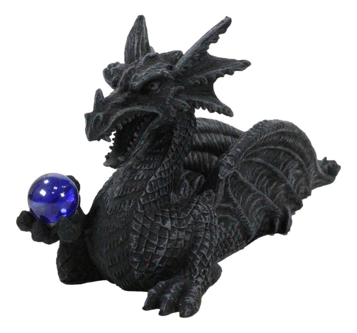 Ebros Gift Leviathan Water Dragon Holding Blue Crystal Orb Incense Cone Holder Figurine