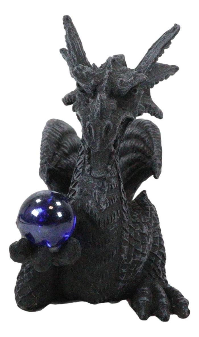 Ebros Gift Leviathan Water Dragon Holding Blue Crystal Orb Incense Cone Holder Figurine