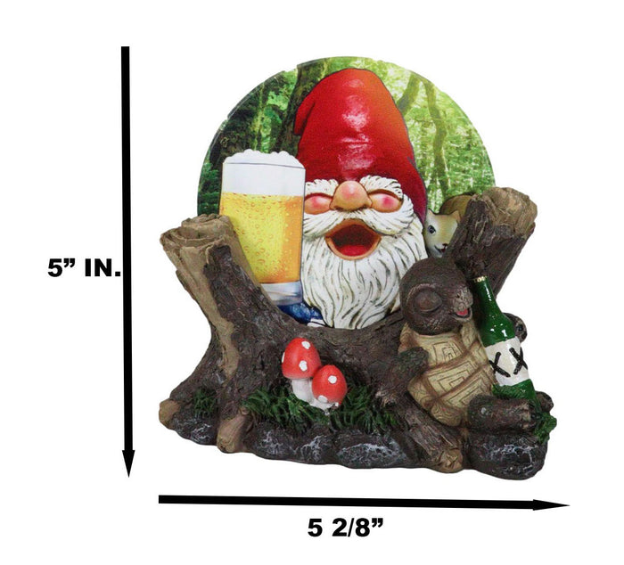 Ebros Gift Life Of The Party Gnome Toast And Drunk Turtle Tortoise Coasters And Holder Set