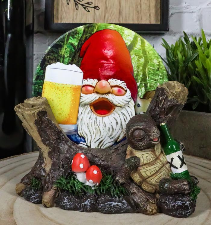 ebros gift Life of The Party Gnome Toast And Drunk Turtle Tortoise Coasters And Holder Set
