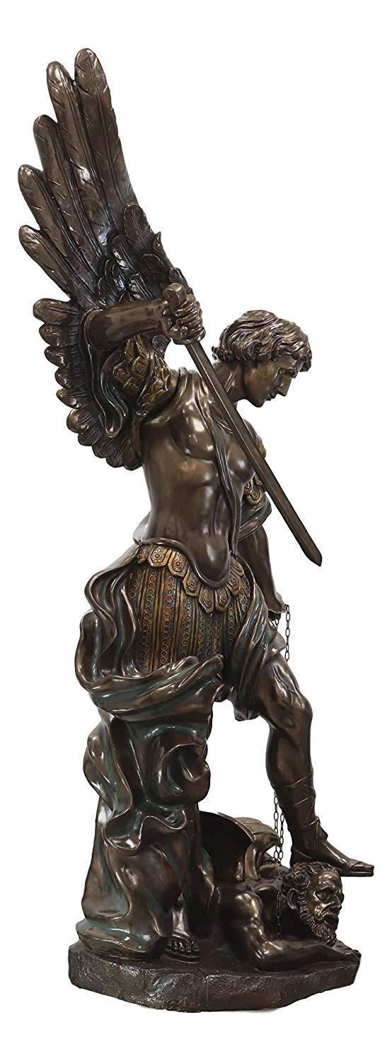 Ebros Gift Life Sized Saint Michael The Archangel Slaying Lucifer Satan Statue 70"H Decor