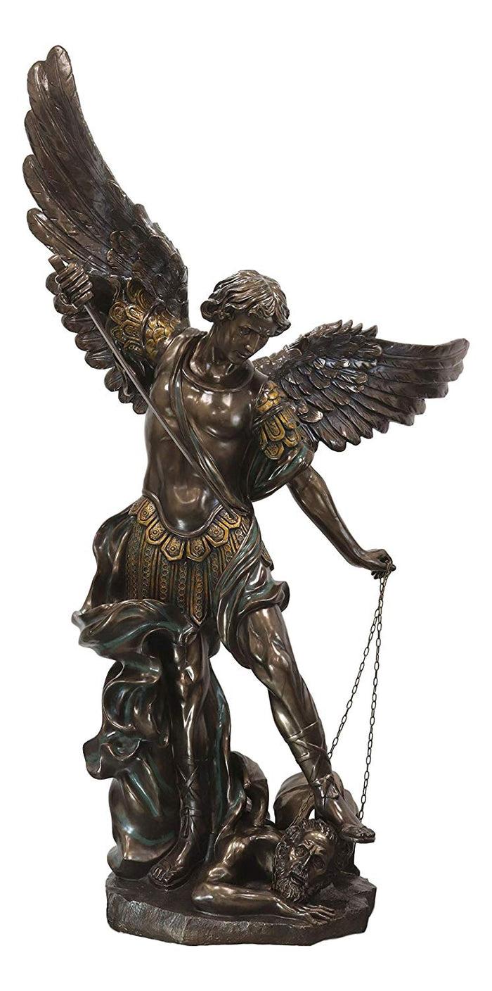 ebros gift Life Sized Saint Michael The Archangel Slaying Lucifer Satan Statue 70"H Decor