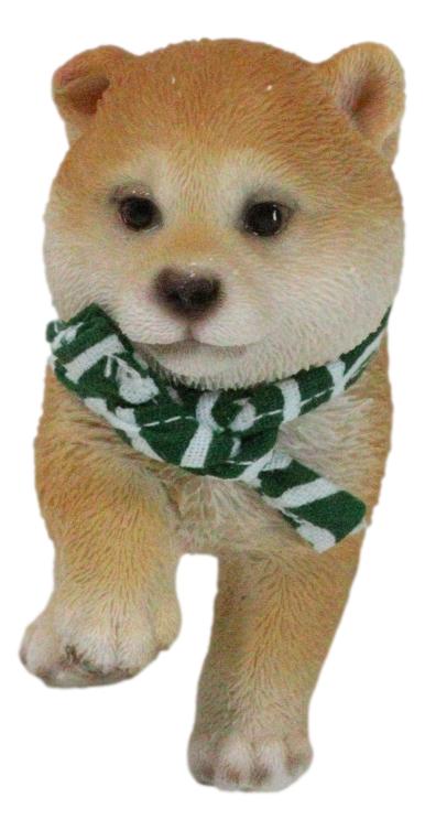 Ebros Gift Lifelike Adorable Playful Japanese Shiba Inu Puppy Dog With Scarf Mini Figurine