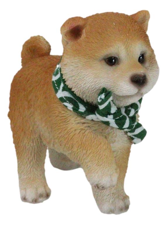 ebros gift Lifelike Adorable Playful Japanese Shiba Inu Puppy Dog with Scarf Mini Figurine