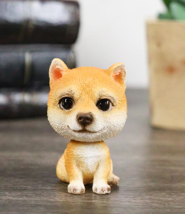 ebros gift Lifelike Adorable Playful Japanese Shiba Inu Puppy Dog Mini Bobblehead Figurine