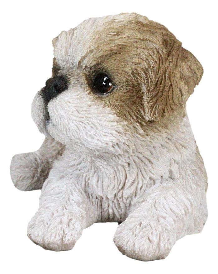 Ebros Gift Lifelike Adorable Shih Tzu Dog At Rest With Glass Eyes Figurine Pet Pal Memorial
