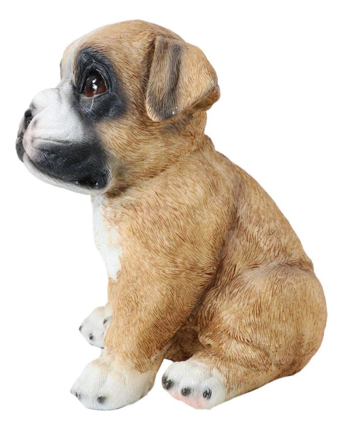 Ebros Gift Lifelike Fawn Boxer Puppy Dog Sitting Figurine Pet Pal Pedigree Dogs Canine