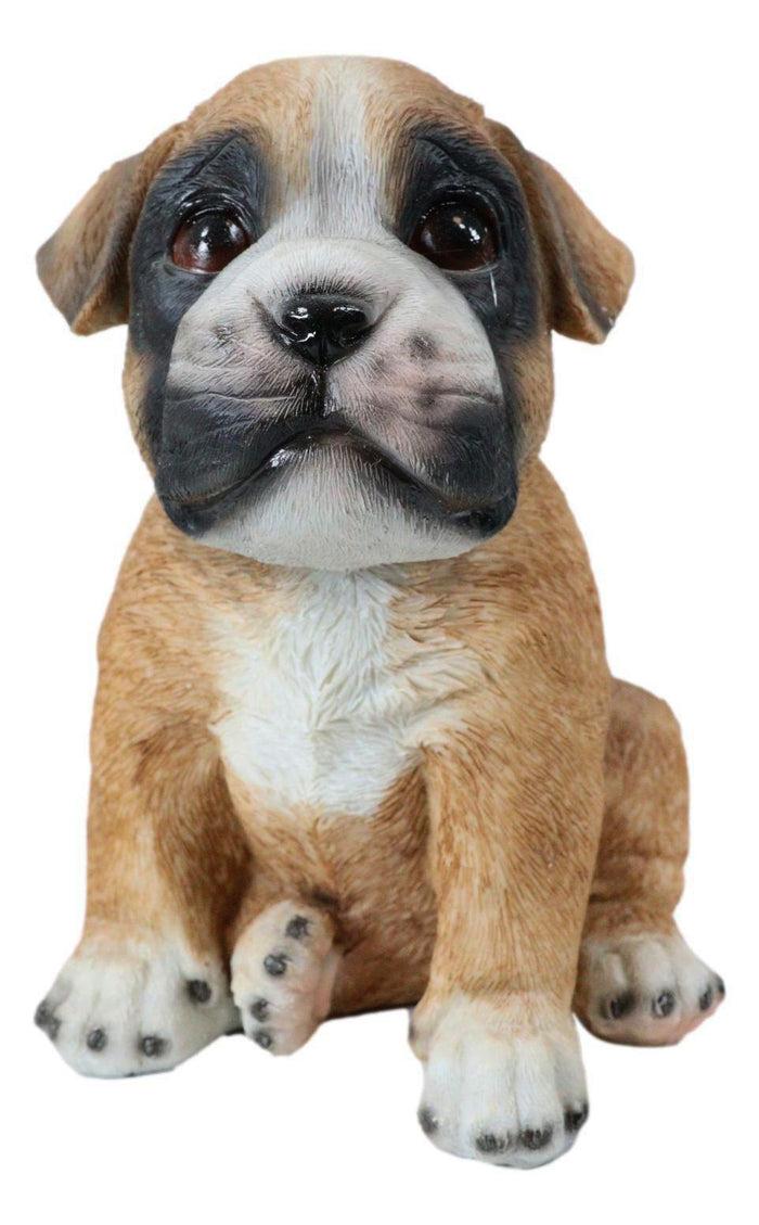 Ebros Gift Lifelike Fawn Boxer Puppy Dog Sitting Figurine Pet Pal Pedigree Dogs Canine