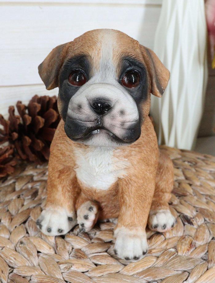 ebros gift Lifelike Fawn Boxer Puppy Dog Sitting Figurine Pet Pal Pedigree Dogs Canine