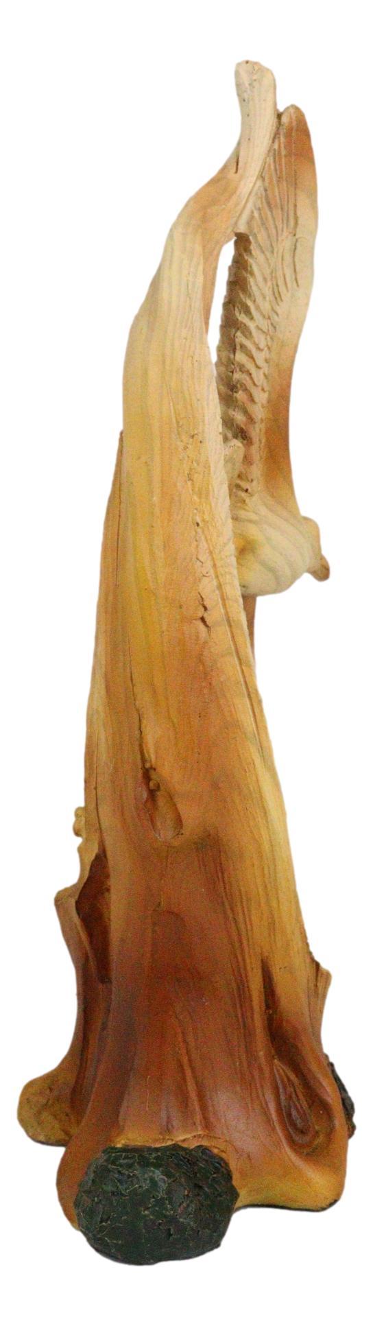 Ebros Gift Lifelike Patriotic American Bald Eagle With Eaglets In Nest Faux Wood Figurine