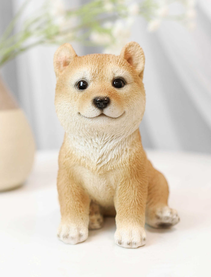 ebros gift Lifelike Realistic Japanese Shiba Inu Puppy Dog Figurine With Glass Eyes 5"H