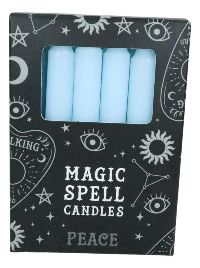 Ebros Gift Light Blue Peace Protection Pack Of 12 Wicca Occult Witch Spell Chime Candles