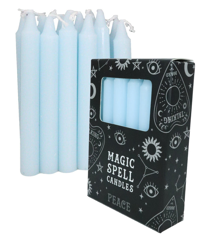 ebros gift Light Blue Peace Protection Pack of 12 Wicca Occult Witch Spell Chime Candles