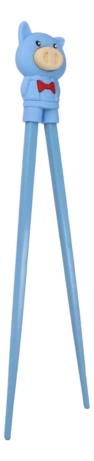 Ebros Gift Light Blue Porky Pig Reusable Training Chopsticks Set With Silicone Helper