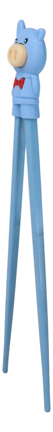 Ebros Gift Light Blue Porky Pig Reusable Training Chopsticks Set With Silicone Helper