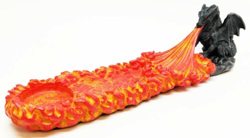ebros gift Line of Fire Flame Breath of Azure Dragon Incense Burner T-Lite Holder Sculpture