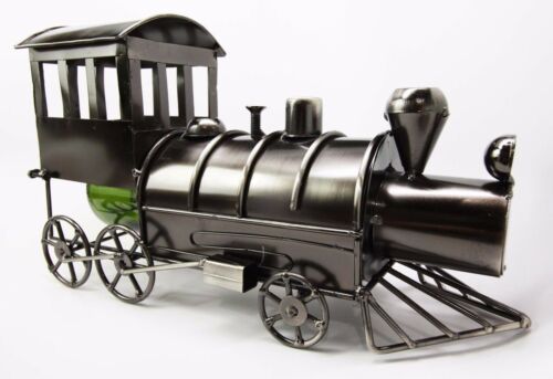 Ebros Gift Locomotive Railroad Train Hand Made Metal Wine Bottle Holder Caddy Figurine