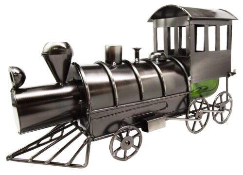 ebros gift Locomotive Railroad Train Hand Made Metal Wine Bottle Holder Caddy Figurine
