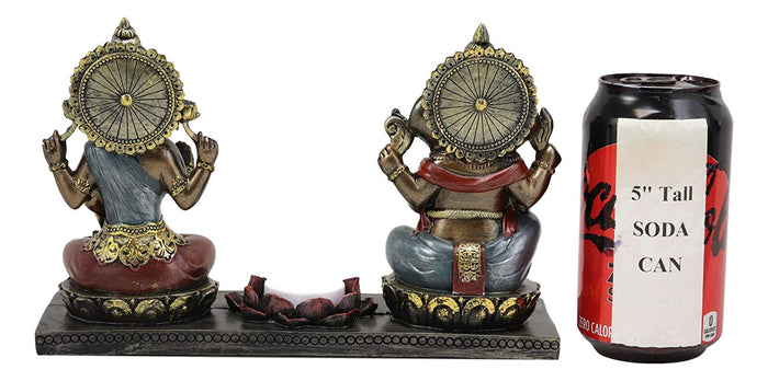 Ebros Gift Lord Ganesha & Sri Krishna Seated With Lotus Flower Votive Candle Holder Statue