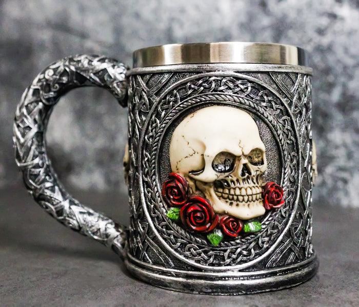 ebros gift Love Never Dies Day Of The Dead Gothic Sugar Skull With Rose Flowers Coffee Mug