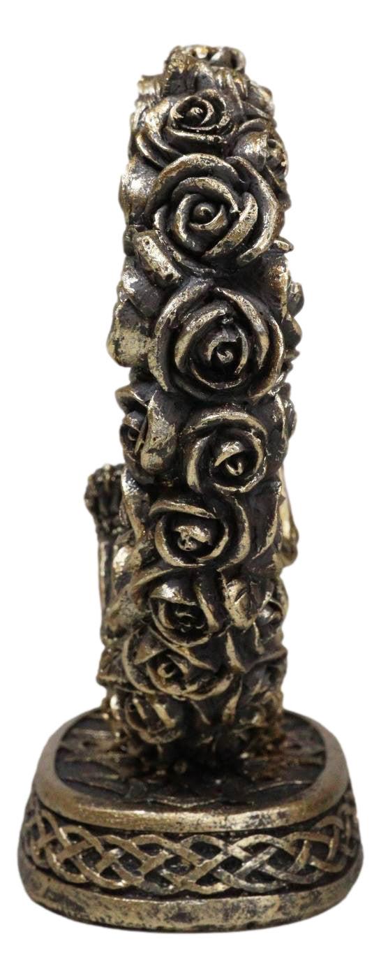 Ebros Gift Love Never Dies Roses On Heart Wreath Kissing Skeleton Couple Bronzed Figurine