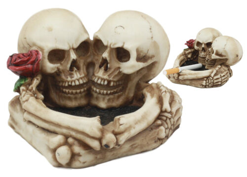 Ebros Gift Love Never Dies Skeleton Ashtray Resin Figurine 4.5"L Day Of The Dead Figurine