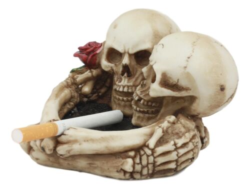 Ebros Gift Love Never Dies Skeleton Ashtray Resin Figurine 4.5"L Day Of The Dead Figurine