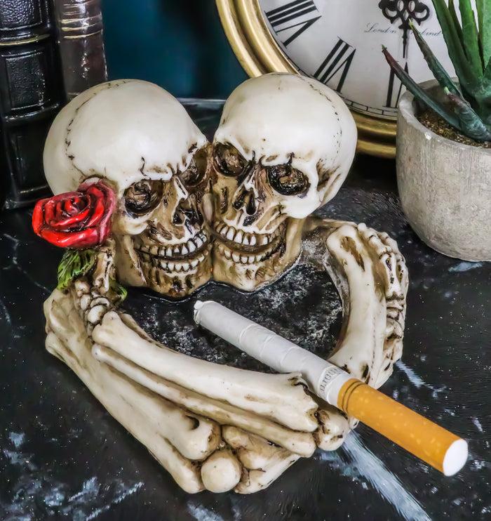 ebros gift Love Never Dies Skeleton Ashtray Resin Figurine 4.5"L Day Of The Dead Figurine