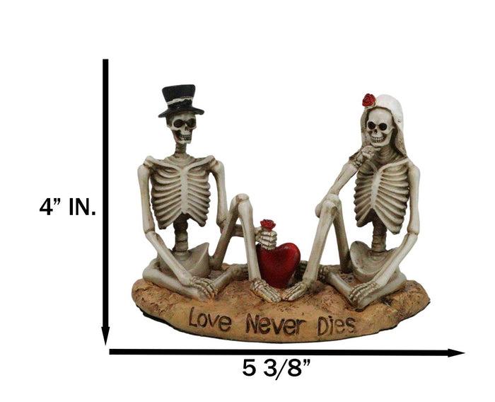 Ebros Gift Love Never Dies Skeleton Bridal Wedding Couple With Rose By Red Heart Figurine