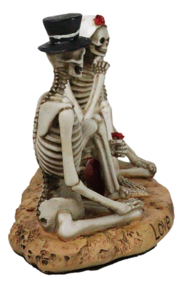 Ebros Gift Love Never Dies Skeleton Bridal Wedding Couple With Rose By Red Heart Figurine
