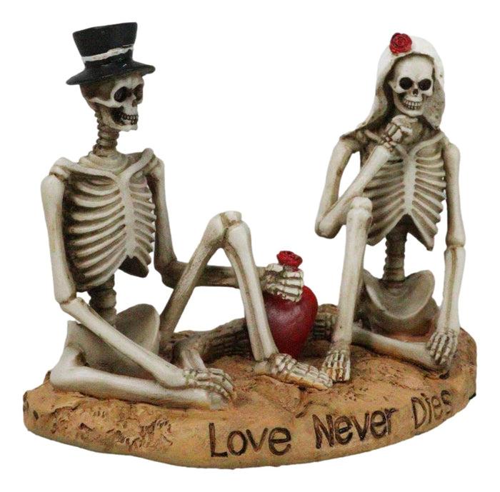 Ebros Gift Love Never Dies Skeleton Bridal Wedding Couple With Rose By Red Heart Figurine