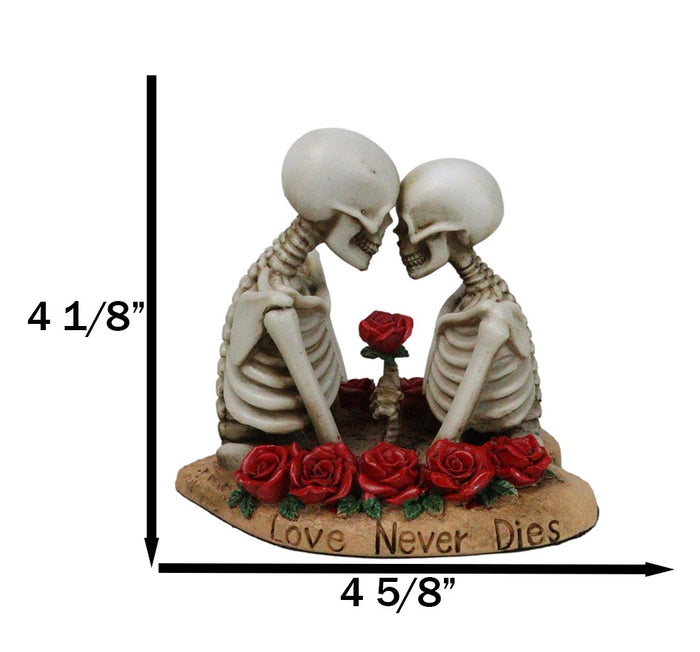 Ebros Gift Love Never Dies Skeleton Couple Holding A Stalk Of Rose Figurine Cake Topper