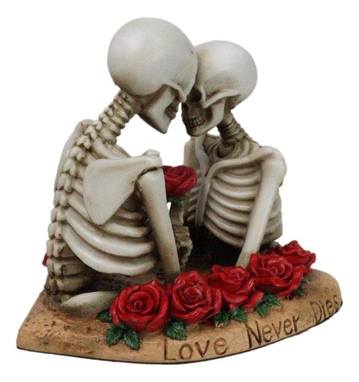 Ebros Gift Love Never Dies Skeleton Couple Holding A Stalk Of Rose Figurine Cake Topper