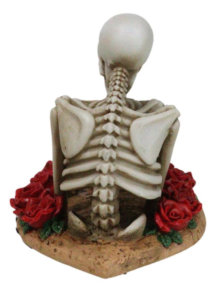 Ebros Gift Love Never Dies Skeleton Couple Holding A Stalk Of Rose Figurine Cake Topper