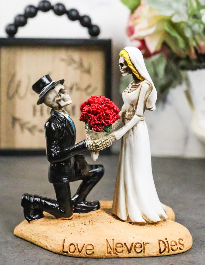 ebros gift Love Never Dies Wedding Bride Groom Skeletons With Roses Cake Topper Figurine
