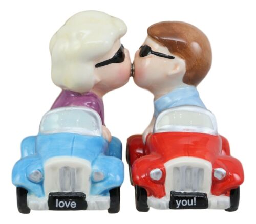 Ebros Gift Love You Valentines Couple Kissing In Cars Magnetic Salt And Pepper Shakers Set