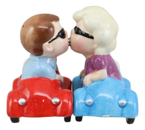 Ebros Gift Love You Valentines Couple Kissing In Cars Magnetic Salt And Pepper Shakers Set