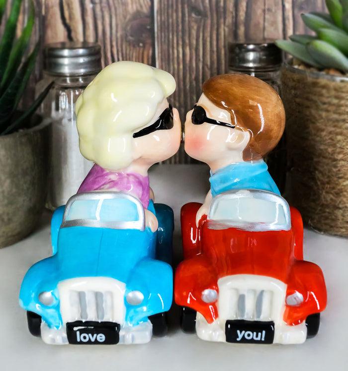 ebros gift Love You Valentines Couple Kissing In Cars Magnetic Salt And Pepper Shakers Set